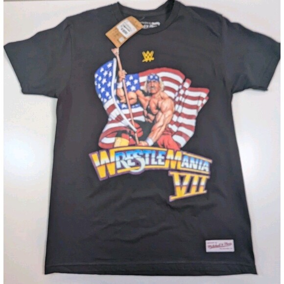 Hulk Hogan Mitchell & Ness WWE T-shirt Mens Sz Medium Patriotic Wrestlemania - Picture 2 of 6